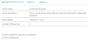 You are not allowed to respond again to this survey in SharePoint - Survey overview