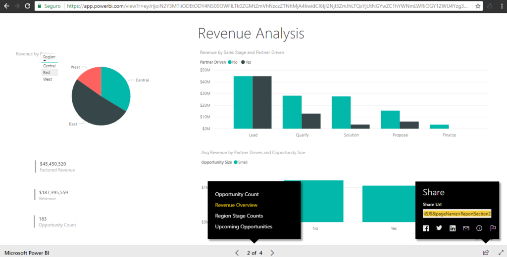 Share popup with the pageName parameter - Default Page in Publish to web from Power BI