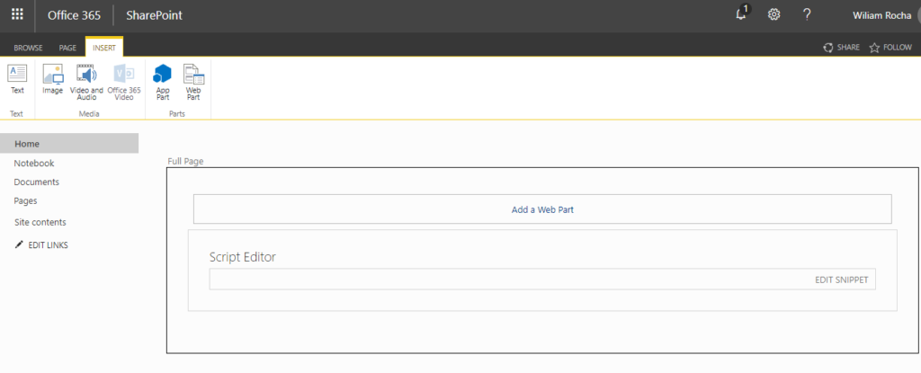 Empty script editor web part - Default Page in Publish to web from Power BI