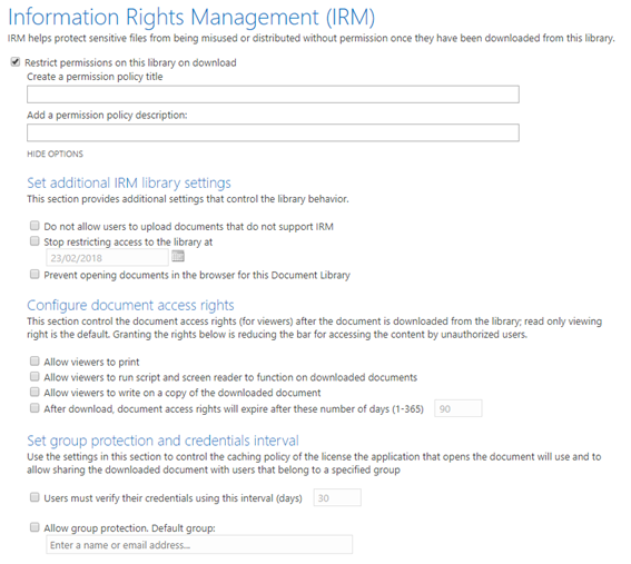 SharePoint Information Rights Management