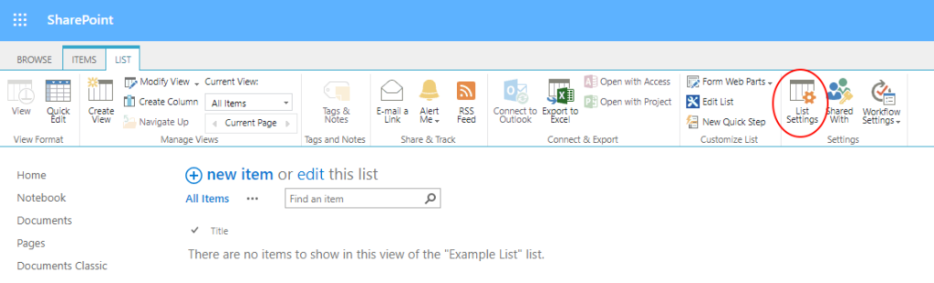 Accessing list settings in Classic Experience
- How to delete a SharePoint list?