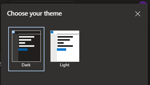 Choosing theme - Dark theme in Azure DevOps