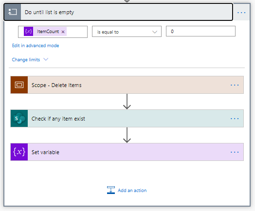 Do until loop for clearing a list - Batch delete items in SharePoint with Power Automate