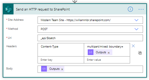Send the batch request to SharePoint - Batch delete items in SharePoint with Power Automate