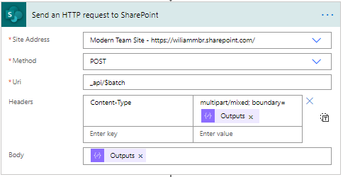 Send the batch request to SharePoint - Batch insert items in SharePoint with Power Automate