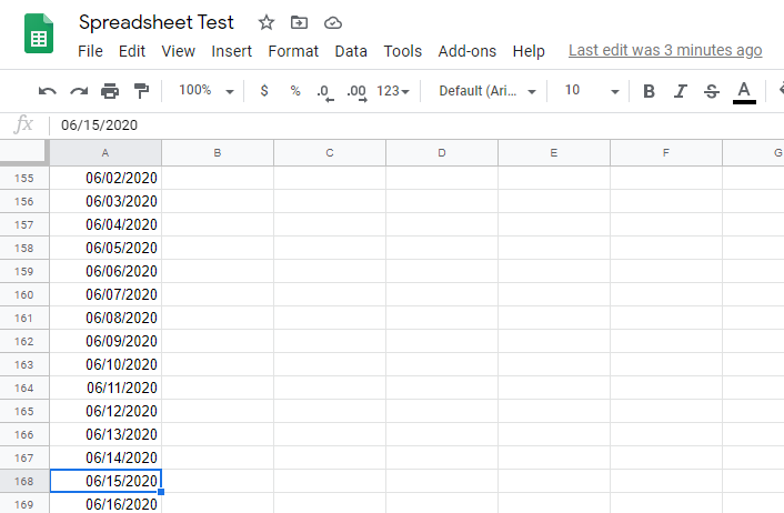 The cell will now be focused after a few moments - Jump to current date cell on Open in Google Sheets