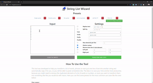 Demonstration - String List Wizard productivity tool