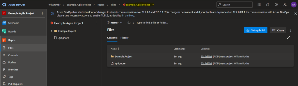 Files page - Repos menu in Azure DevOps